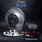 R1 eLINE Silver Series Drilled and Slotted Brake Rotors; R1 OPTIMUM OEp Series Brake Pads; Hardware & Sensor