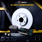 R1 GEO-Carbon Series Blank Brake Rotors; R1 CERAMIC Series Brake Pads; Hardware