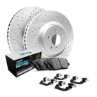 R1 GEO-Carbon Series Drilled and Slotted Brake Rotors; R1 CERAMIC European Series Brake Pads; Hardware