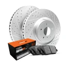 R1 GEO-Carbon Series Drilled and Slotted Brake Rotors; R1 SUPER Heavy Duty Series Brake Pads