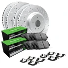 R1 GEO-Carbon Series Drilled and Slotted Brake Rotors; R1 PERFORMANCE Sport Series Brake Pads; Hardware
