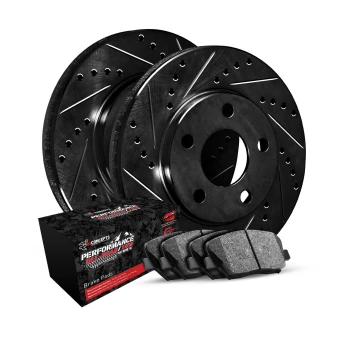 R1 eLINE Black Series Drilled and Slotted Brake Rotors; R1 PERFORMANCE Off-Road/Tow Series Brake Pads