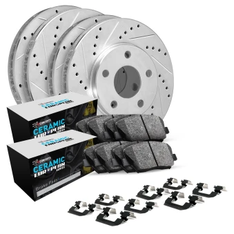Silver Drilled & Slotted Rotors with CERAMIC European Pads and Hardware