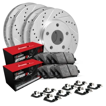 Silver Drilled & Slotted Rotors with OPTIMUM OEp Pads and Hardware