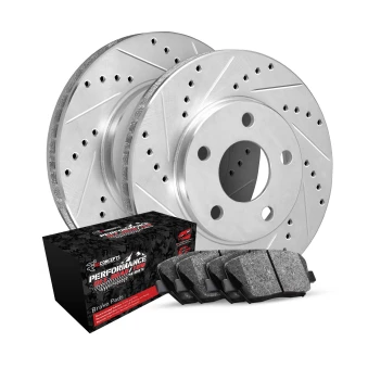 R1 eLINE Silver Series Drilled and Slotted Brake Rotors; R1 PERFORMANCE Off-Road/Tow Series Brake Pads