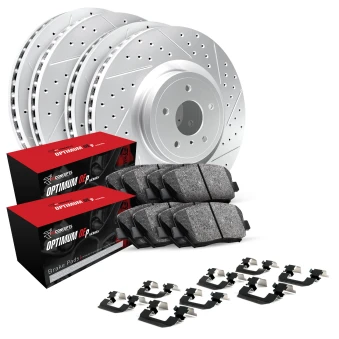 Drilled & Slotted Rotors with OPTIMUM OEp Pads and Hardware