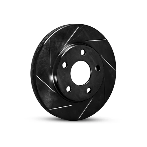 R1 eLINE Black Series brake rotor with diamond slots and no drilled holes