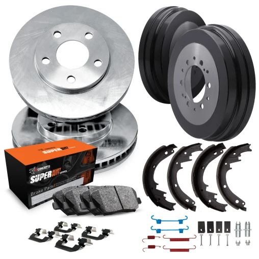 R1 eLINE Series Blank Brake Rotors; R1 SUPER Heavy Duty Series Brake Pads; Drums, Shoes, Hardware, Adjuster