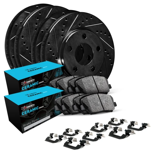 Black Drilled & Slotted Rotors with CERAMIC Pads and Hardware