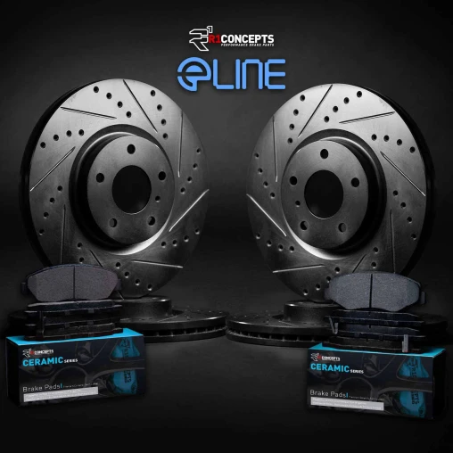 Black Drilled & Slotted Rotors with CERAMIC Pads