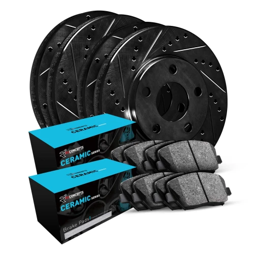 Black Drilled & Slotted Rotors with CERAMIC Pads