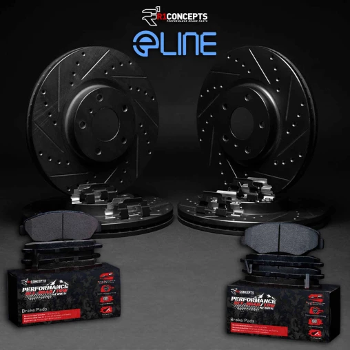 Black Drilled & Slotted Rotors with PERFORMANCE Off-Road/Tow Pads and Hardware