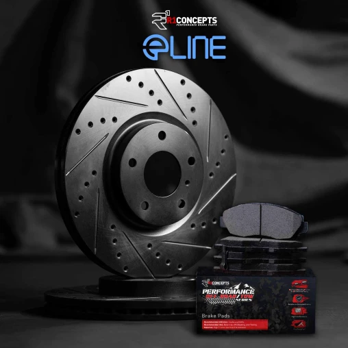 Black Drilled & Slotted Rotors with PERFORMANCE Off-Road/Tow Pads