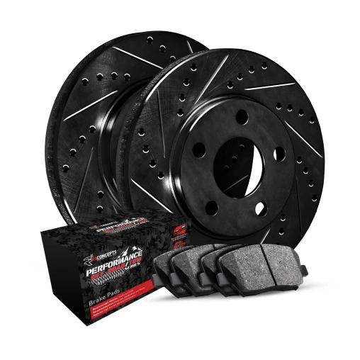 R1 eLINE Black Series Drilled and Slotted Brake Rotors; R1 PERFORMANCE Off-Road/Tow Series Brake Pads