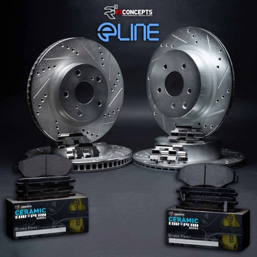 Silver Drilled & Slotted Rotors with CERAMIC European Pads and Hardware