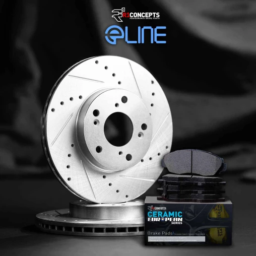 Silver Drilled & Slotted Rotors with CERAMIC European Pads