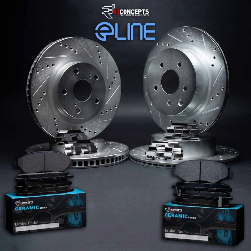 Silver Drilled & Slotted Rotors with CERAMIC Pads and Hardware