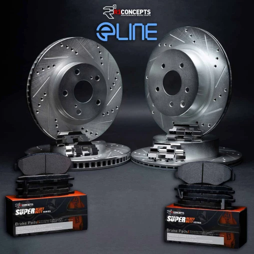 Silver Drilled & Slotted Rotors with SUPER Heavy Duty Pads and Hardware