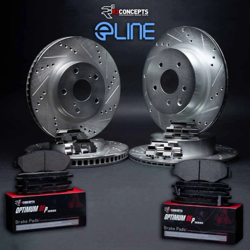 Silver Drilled & Slotted Rotors with OPTIMUM OEp Pads and Hardware