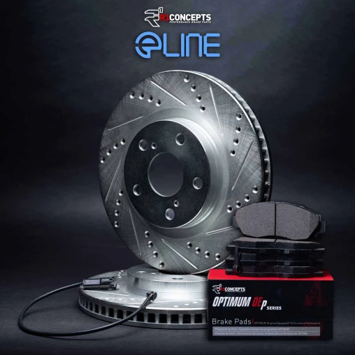 Silver Drilled & Slotted Rotors with OPTIMUM OEp Pads and Sensor