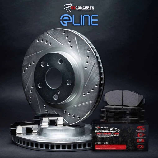 Silver Drilled & Slotted Rotors with PERFORMANCE Off-Road/Tow Pads and Hardware