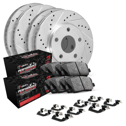 Silver Drilled & Slotted Rotors with PERFORMANCE Off-Road/Tow Pads and Hardware