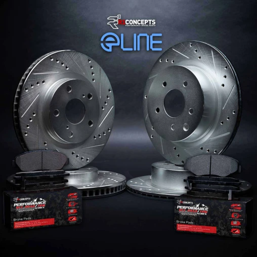 Silver Drilled & Slotted Rotors with PERFORMANCE Off-Road/Tow Pads