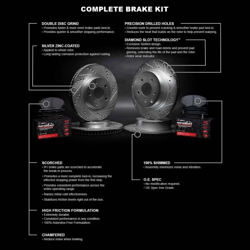 Silver Drilled & Slotted Rotors with PERFORMANCE Off-Road/Tow Pads