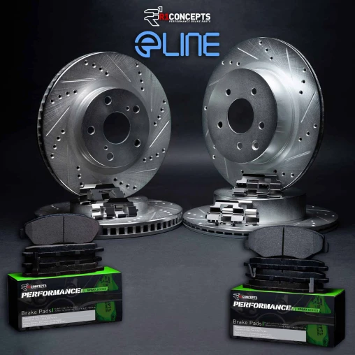 Silver Drilled & Slotted Rotors with PERFORMANCE Sport Pads and Hardware