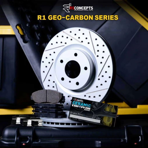 Drilled & Slotted Rotors with CERAMIC European Pads and Hardware