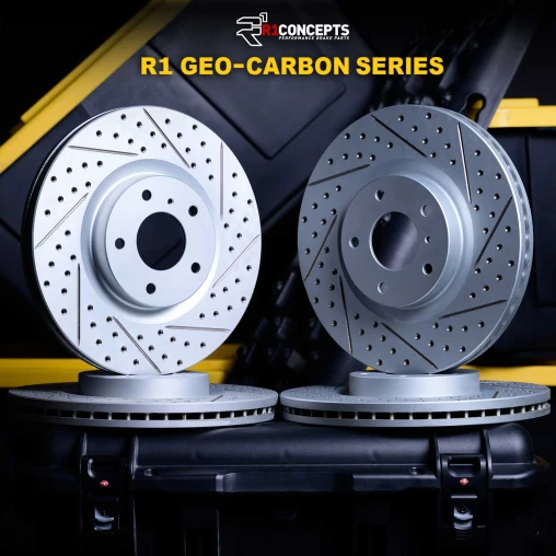 R1 GEO-Carbon Series Drilled & Slotted Brake Rotors