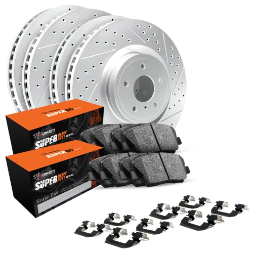 Drilled & Slotted Rotors with SUPER Heavy Duty Pads and Hardware