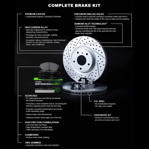 Drilled & Slotted Rotors with PERFORMANCE Sport Pads and Hardware