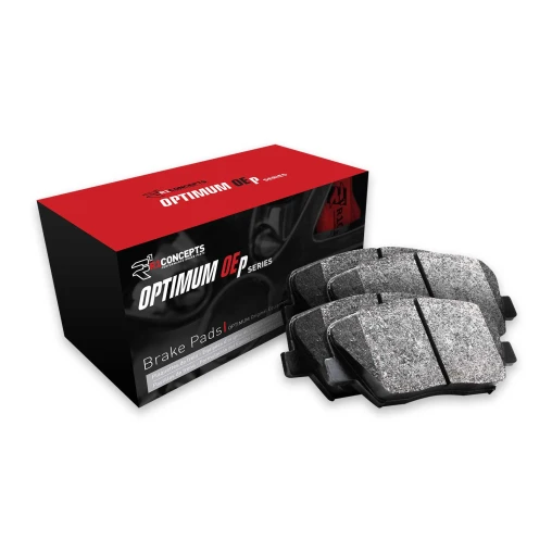 R1 OPTIMUM OEp Series brake pads with red and black packaging