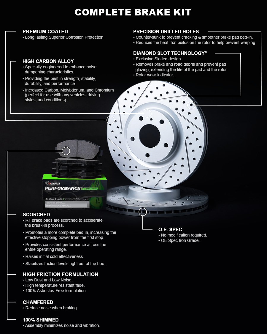 2017 Cadillac CT6 Luxury Silver Performance Drilled/Slotted Rotors with Performance Sport