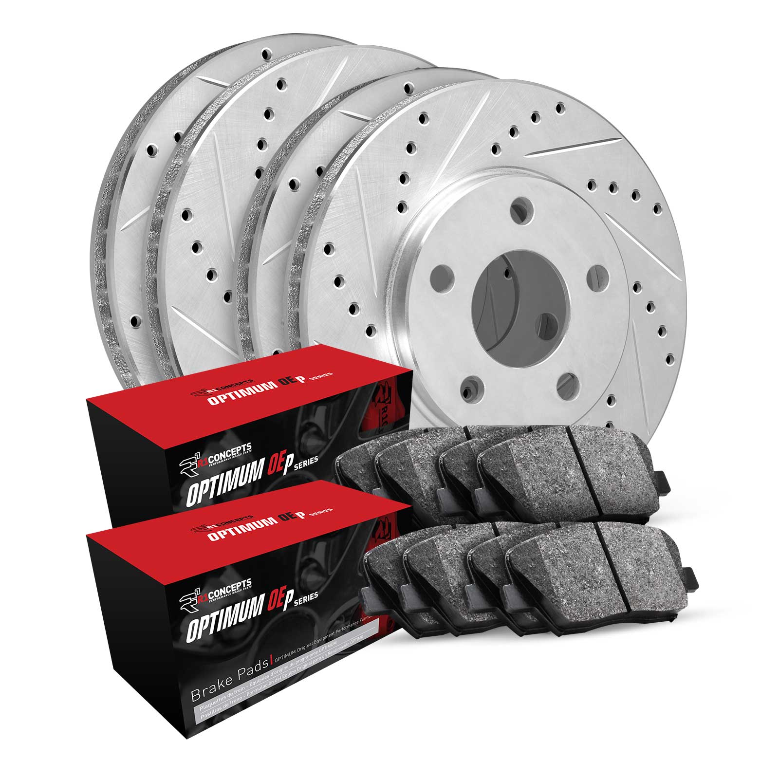 R1 Concepts Wgun2 68002 R1 Brake Rotors D S Silver W Optimum Oe Pads