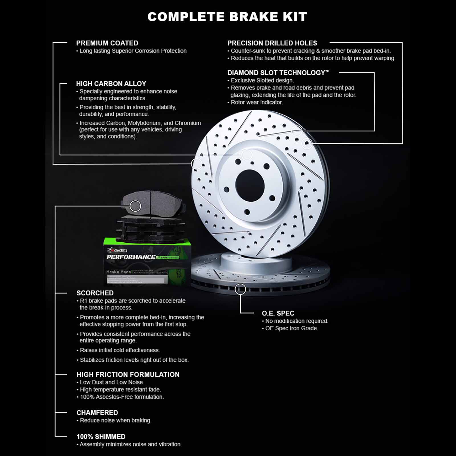 2017 Cadillac CT6 Luxury Silver Performance Drilled/Slotted Rotors with Performance Sport