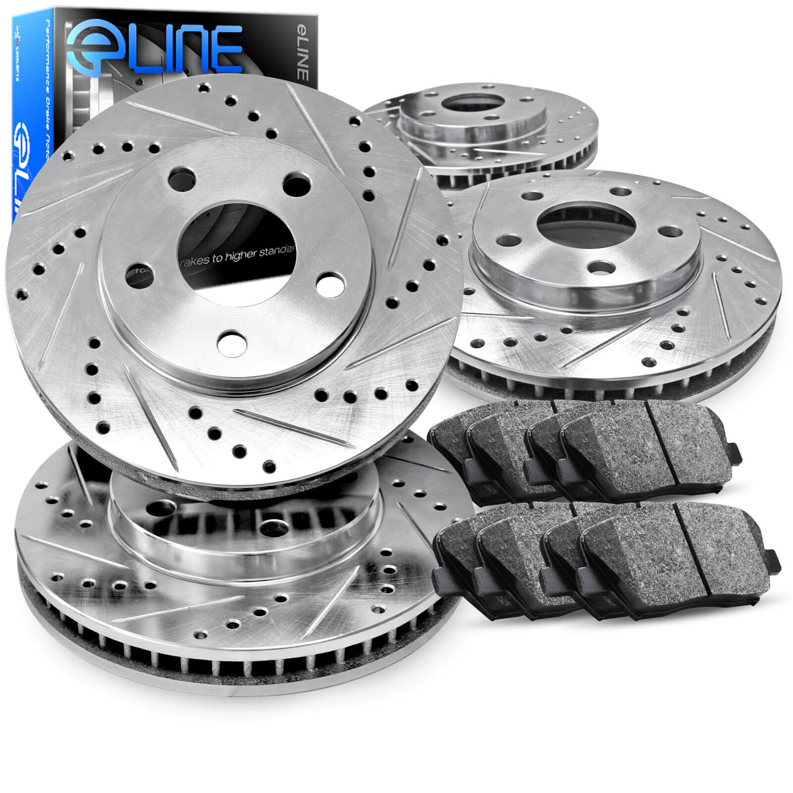 R1 Concepts KEOE11950 Eline Series Replacement Rotors And Ceramic Pads Kit Front 