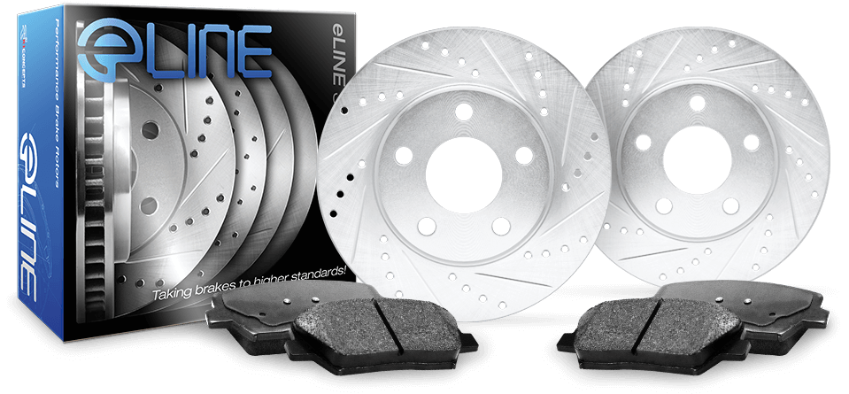 Front R1 Concepts KEDS11059 Eline Series Cross-Drilled Slotted Rotors And Ceramic Pads Kit