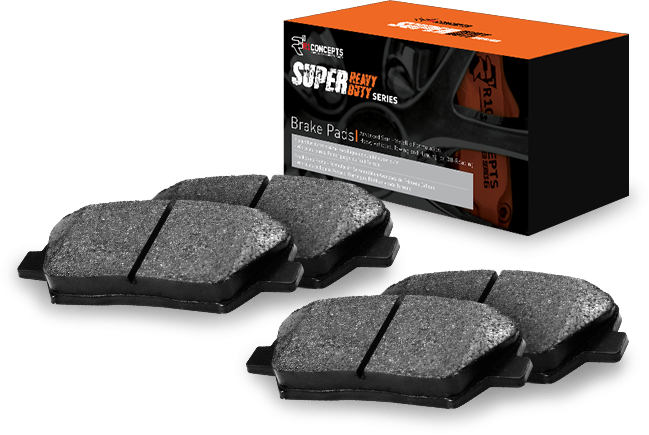 Rear R1 Concepts Ceramic Series Brake Pad With Rubber Steel Rubber Shims 