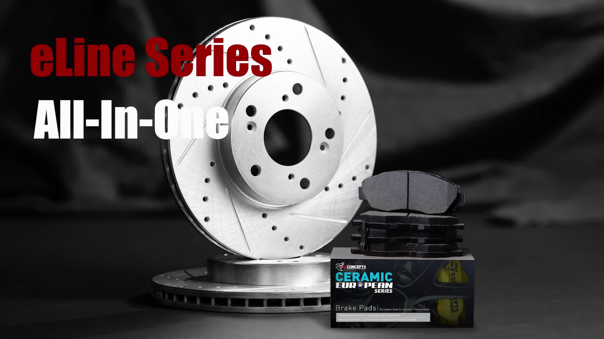 r1 eline silver drilledslotted rotors ceramic european pads frontrear 4