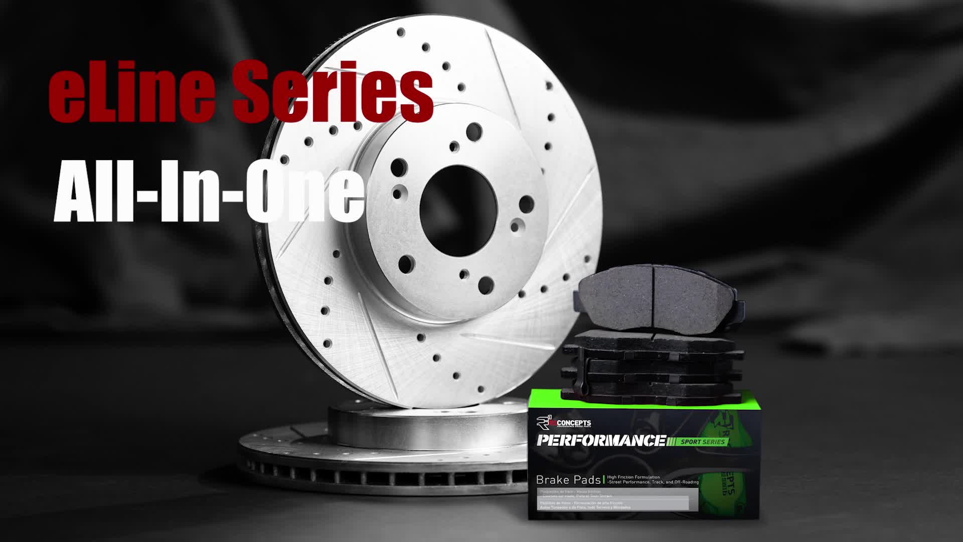 r1 eline silver drilledslotted rotors performance sport pads front 4